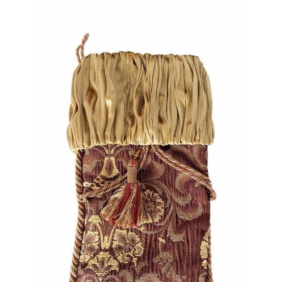 Villa Bacci Velvet Gold Quilted Paisley Patch Vintage Christmas Stocking - Picture 2 of 10